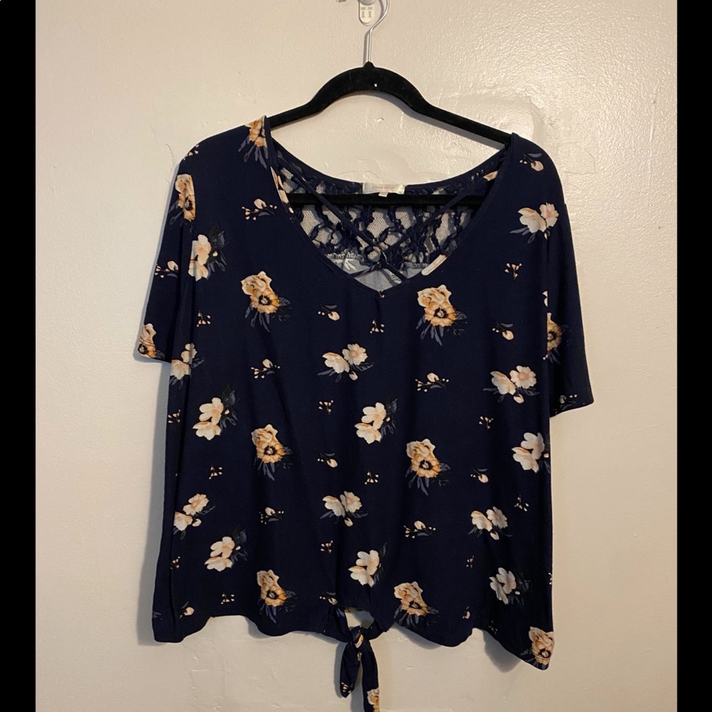 3X Short Sleeve Floral Shirt
